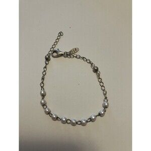 Roberto Magi Bracelet 925 Sterling Silver Faux Pearl 7” Delicate Dainty